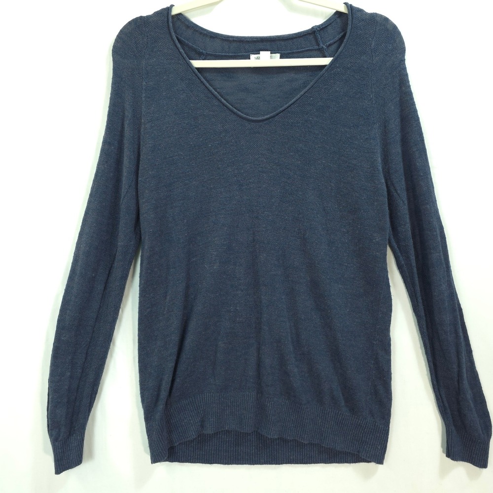 Market & Spruce Linen Blend Lightweight Sweater Women M Blue Casual Minimalist